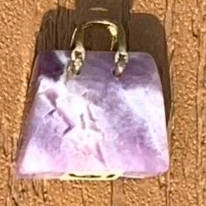 🆕DREAM AMETHYST GENUINE NATURAL STONE QUARTZ CARVED PURSE BAG TOTE CHARM #6